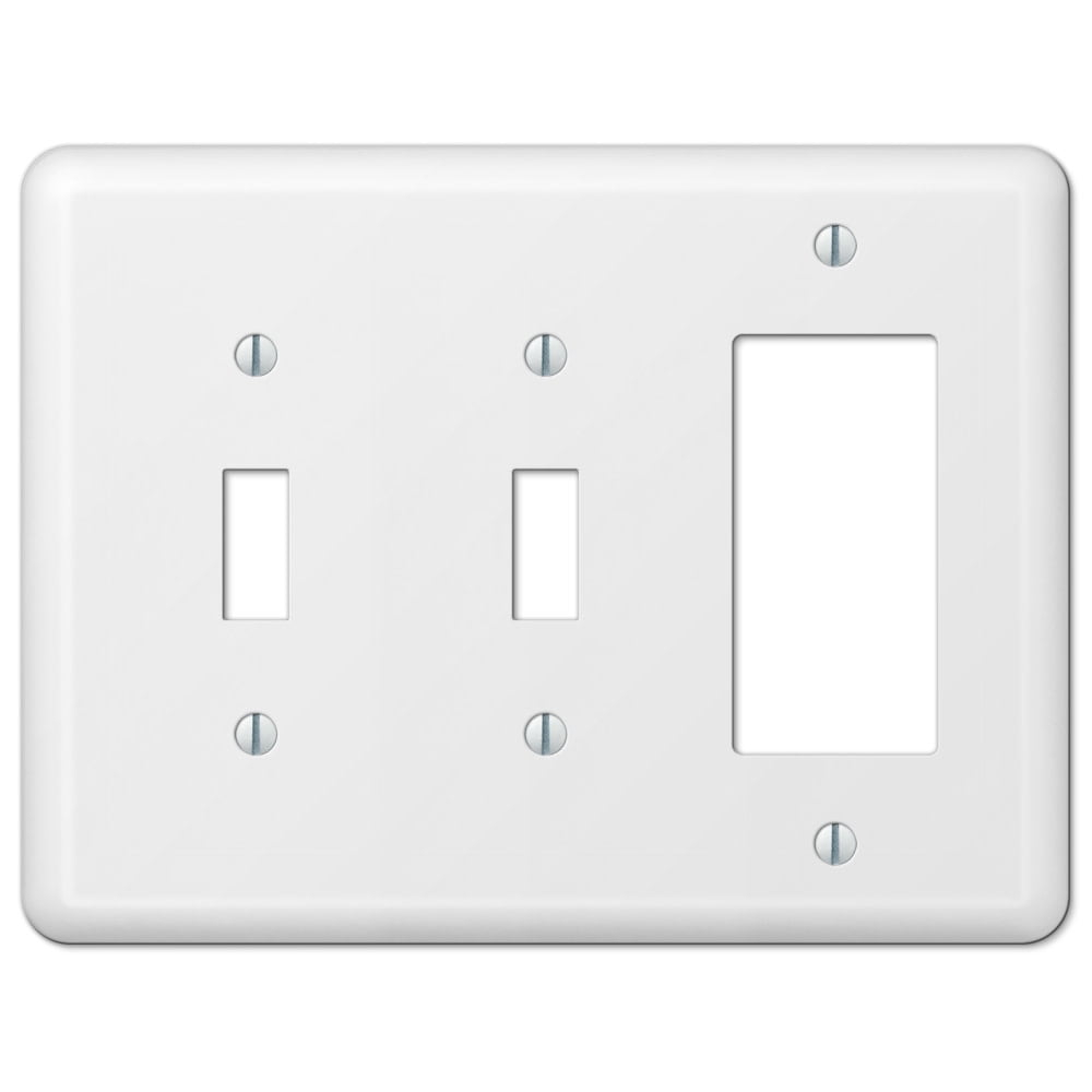 Amerelle 935TTRW Devon Wallplate, 2 Toggle / 1 Rocker, Steel, White, 1-Pack