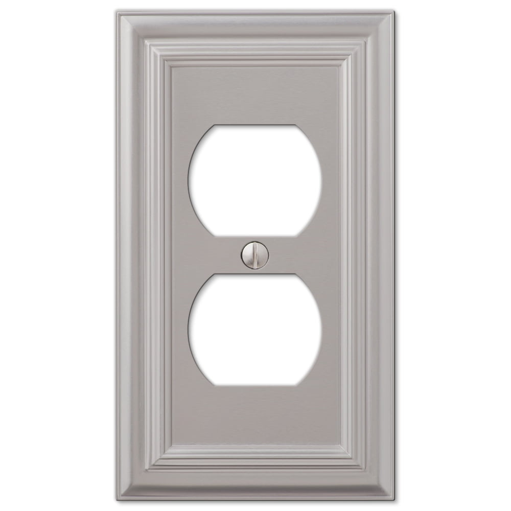 Amerelle 94DN Continental Wallplate, 1 Duplex, Cast Metal, Satin Nickel, 1-Pack