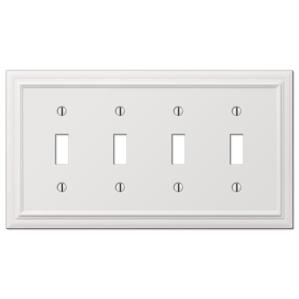 Amerelle 94T4W Continental Wallplate, 4 Toggle, Cast Metal, White, 1-Pack