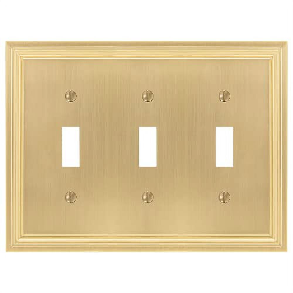 Amerelle 98TTTSB Daltry Wallplate, 3 Toggle, Cast Metal, Satin Brass, 1-Pack