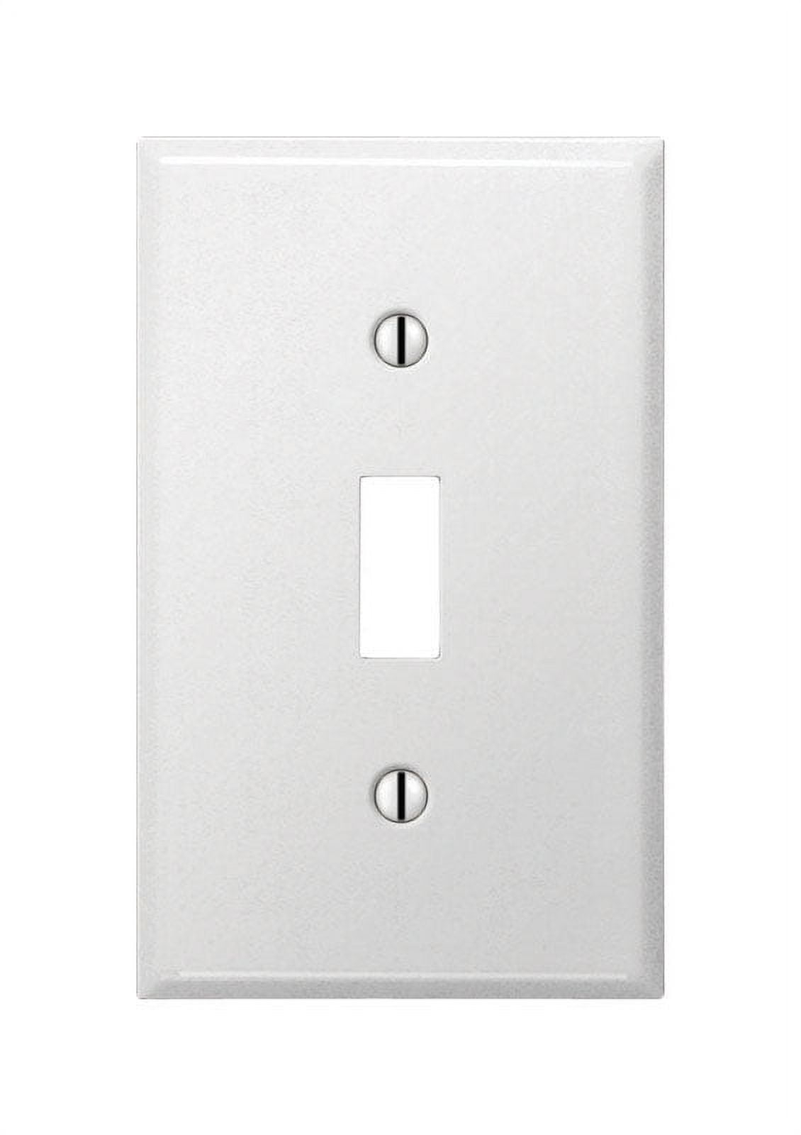 Amerelle PRO 1-Gang Stamped Steel Toggle Switch Wall Plate, Smooth White C981TW