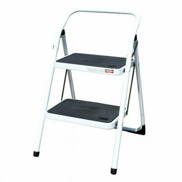 AmeriHome Black and White Two-Step Metal Utility Stool for Home Maintenance Projects and Cleaning