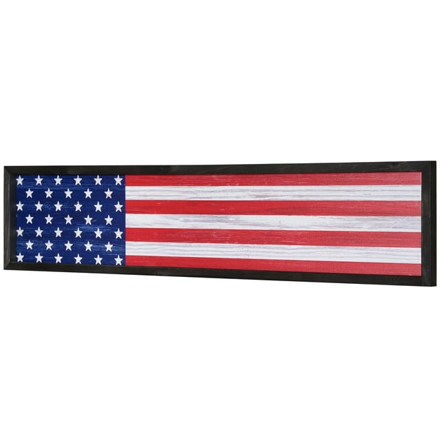 American Art Decor American Flag Wood Novelty Wall Sign - 36" x 8"