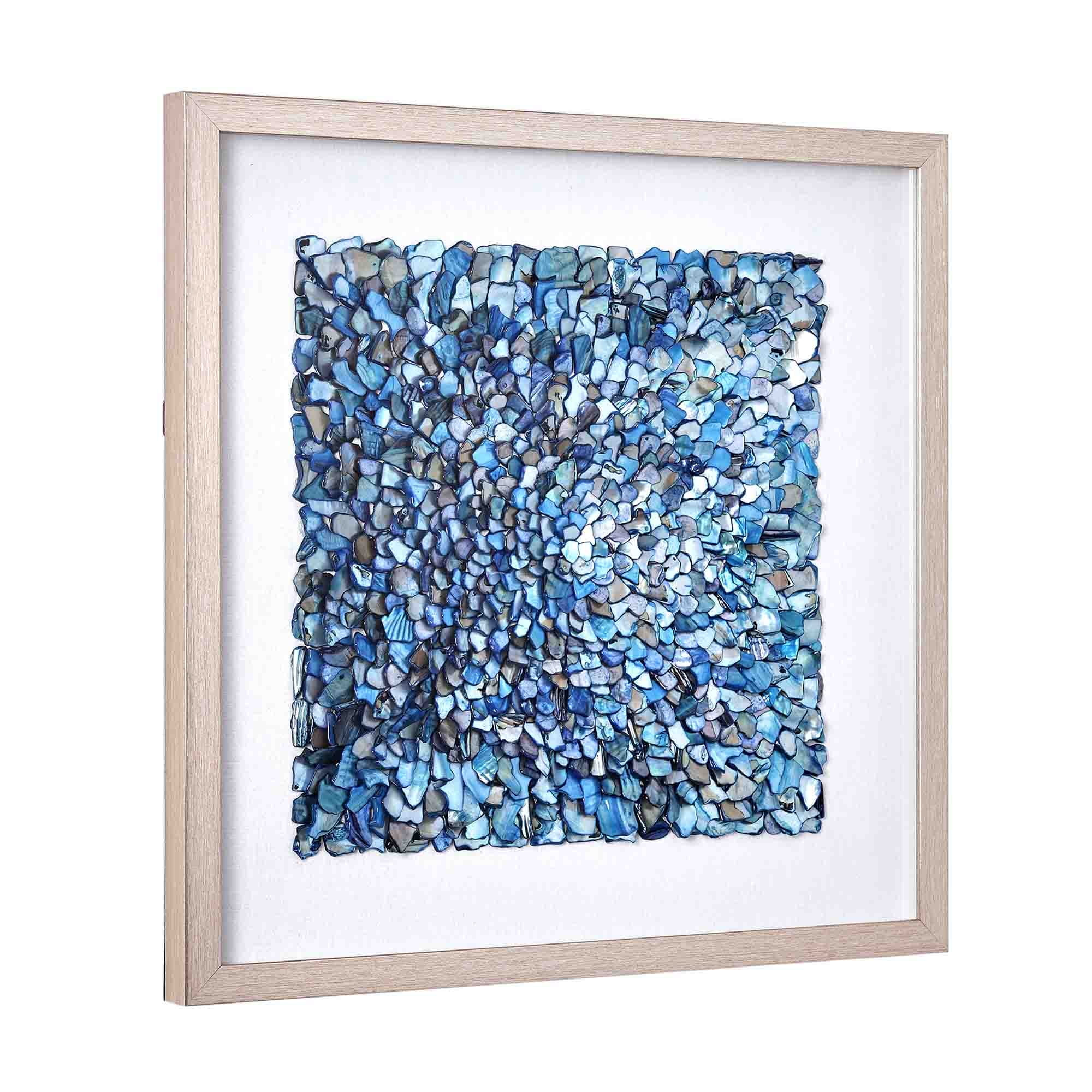 American Art Decor Seashell Wall Decor in Shadowbox Frame - 19.69" x 19.69" x 1.18"