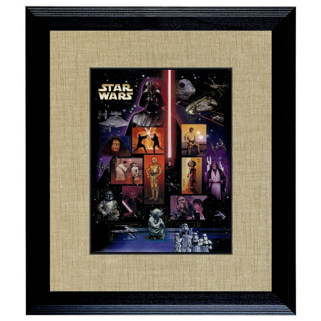 American Coin Treasures Star Wars U.S. Stamp Sheet in Wood Frame