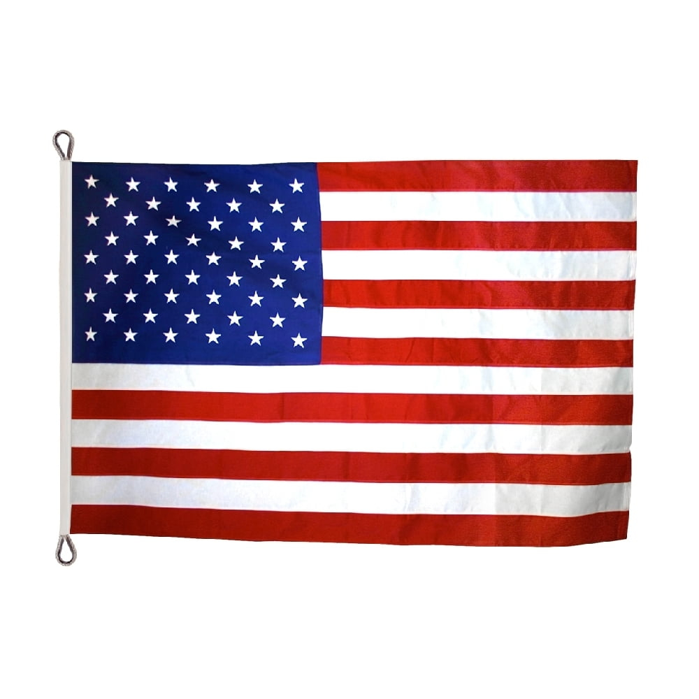 American Flag 20x38 ft. Nylon SolarGuard Nyl-Glo , with Sewn Stripes, Appliqued Stars and Roped Heading.