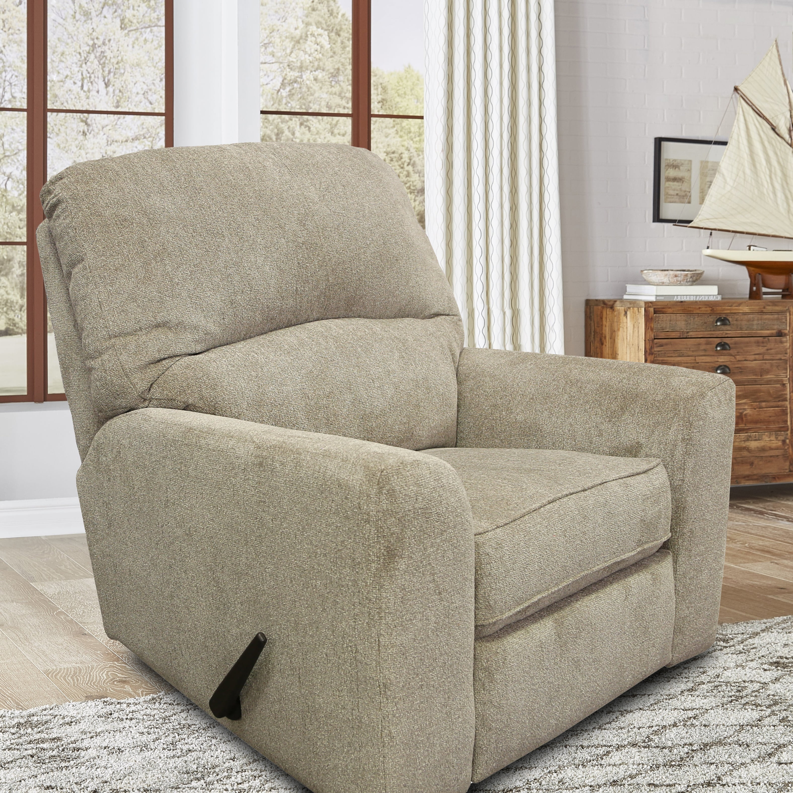 American Furniture Classics Model 8-03R-S161-1 Rocker Recliner Chair in Beige Polyester