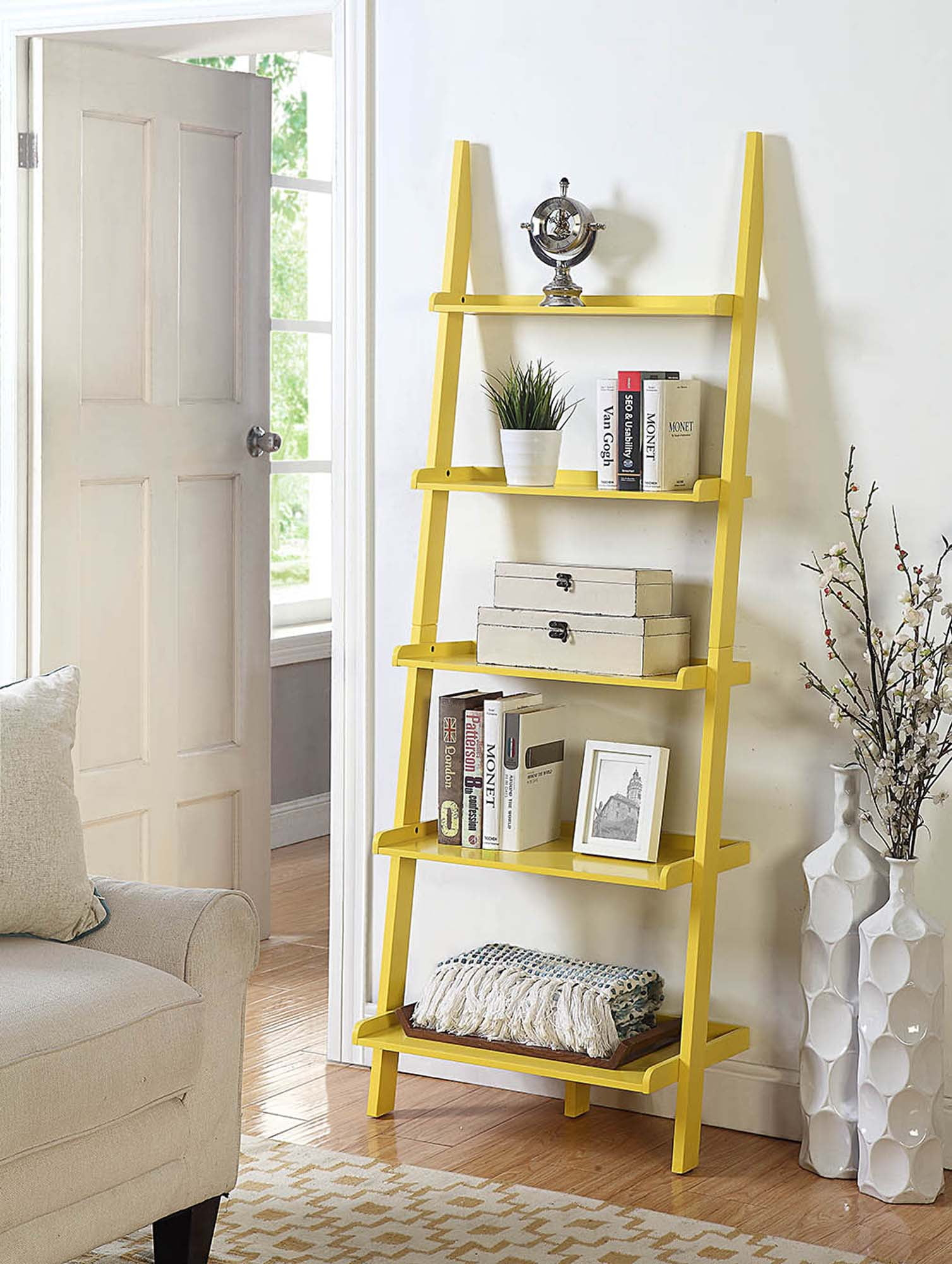 Convenience Concepts American Heritage Bookshelf Ladder-Finish:Yellow