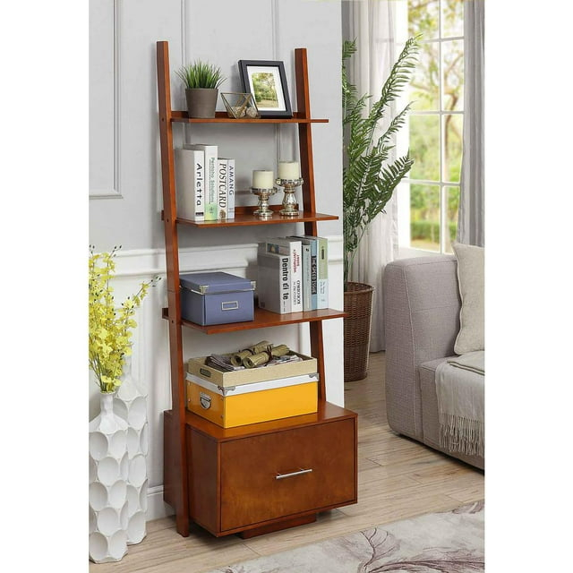 Convenience Concepts American Heritage Ladder Bookcase with File Drawer-Finish:Cherry