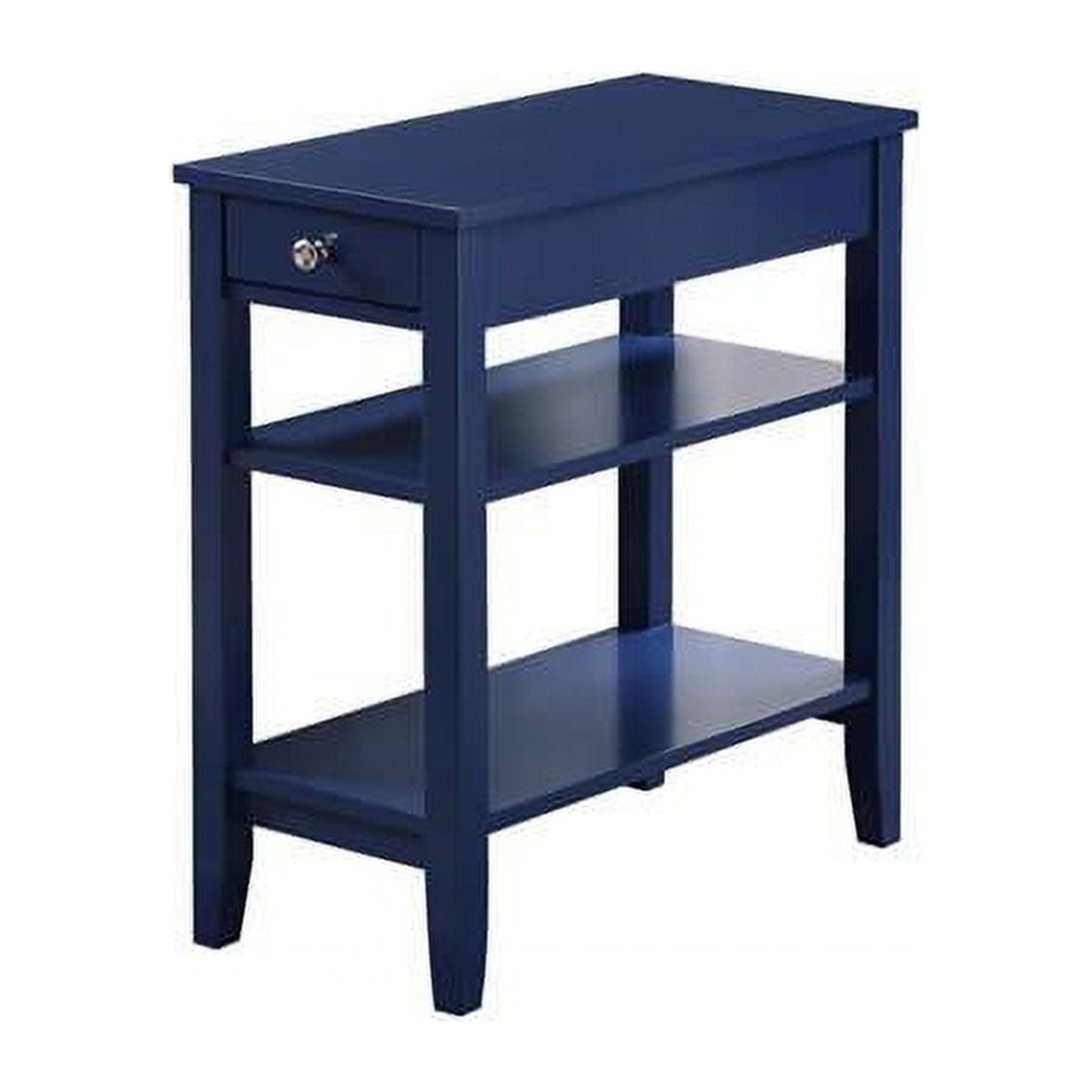 Convenience Concepts American Heritage 1 Drawer Chairside End Table with Shelves, Cobalt Blue