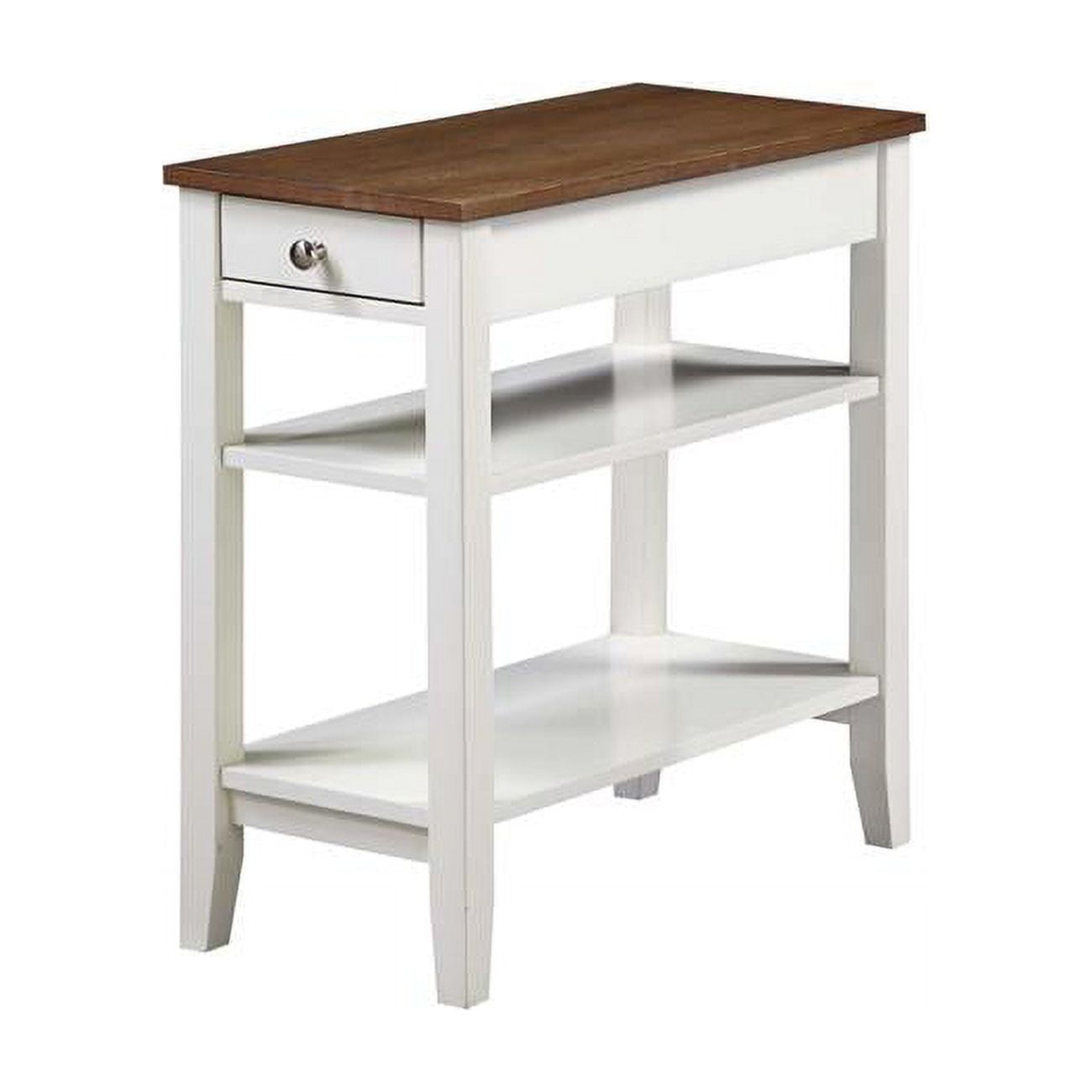 Convenience Concepts American Heritage 1 Drawer Chairside End Table with Shelves, Driftwood/White