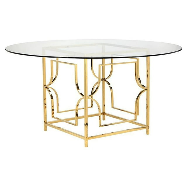American Home Classic Edward Round Metal Dining Table in High Polish Gold