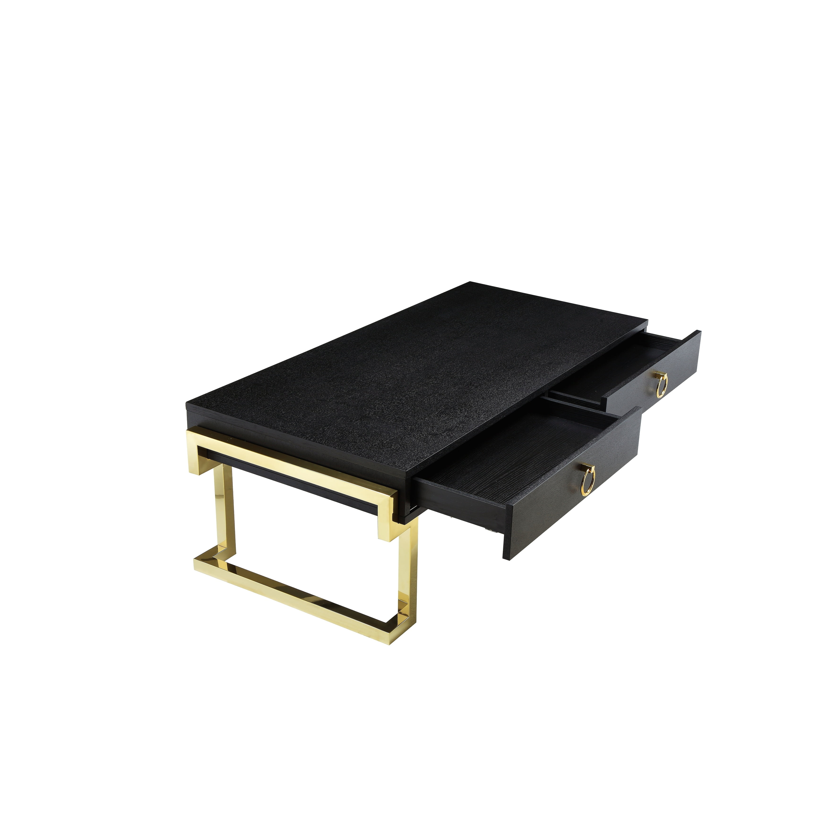 American Home Classic Julia Veneer and Steel Coffee Table in Black Ash and Gold