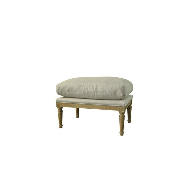 American Home Classic - Warren Ottoman in Off White Linen (Seat Height 18")