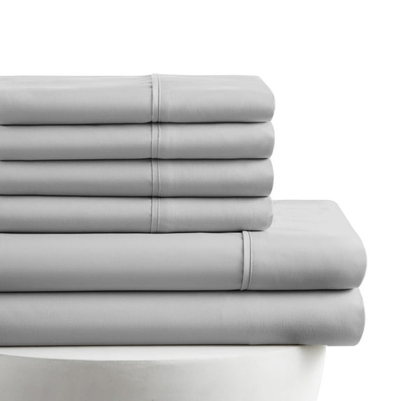 American Home Collection Queen Size 6 Piece Bed Sheet Set Grey - Ultra Soft Microfiber Deep Pocket Wrinkle Free
