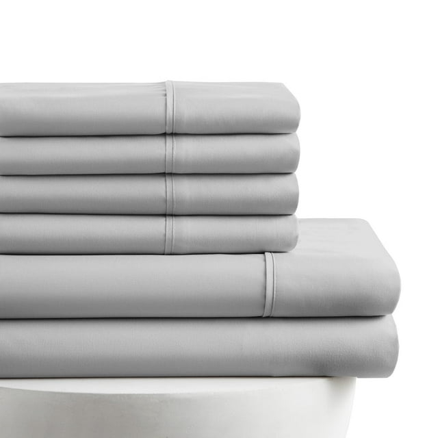 American Home Collection Queen Size 6 Piece Bed Sheet Set Grey - Ultra Soft Microfiber Deep Pocket Wrinkle Free
