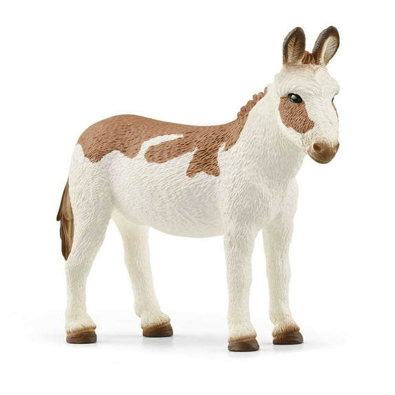 Schleich Farm World American Spotted Donkey Animal Figurine - Highly Detailed & Durable Farm Animal Toy, Fun & Educational Play for Boys & Girls