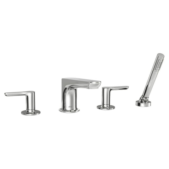 American Standard Studio S 2-Handle Deck-Mount Roman Tub Faucet for Flash Rough-in Valve with Hand Shower in Polished Chrome