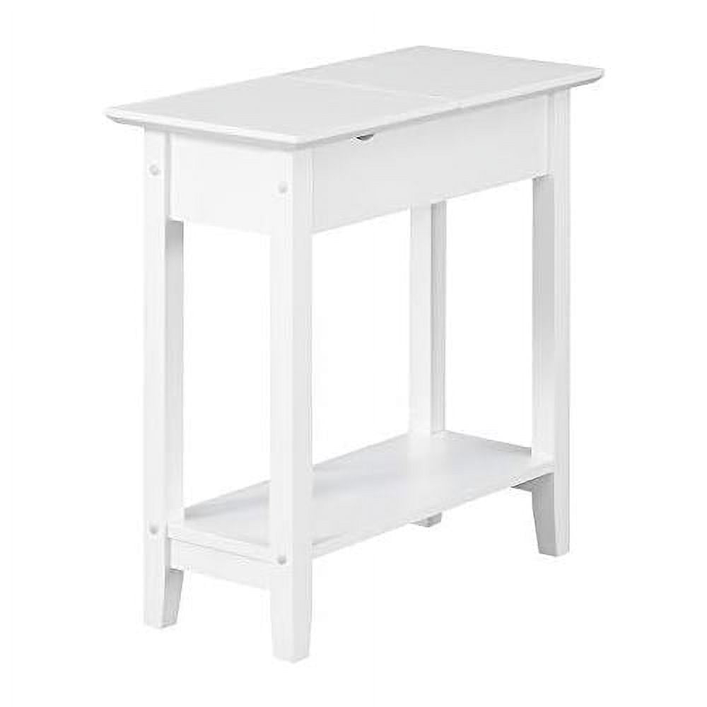 Convenience Concepts American Heritage Flip Top End Table with Charging Station and Shelf, White