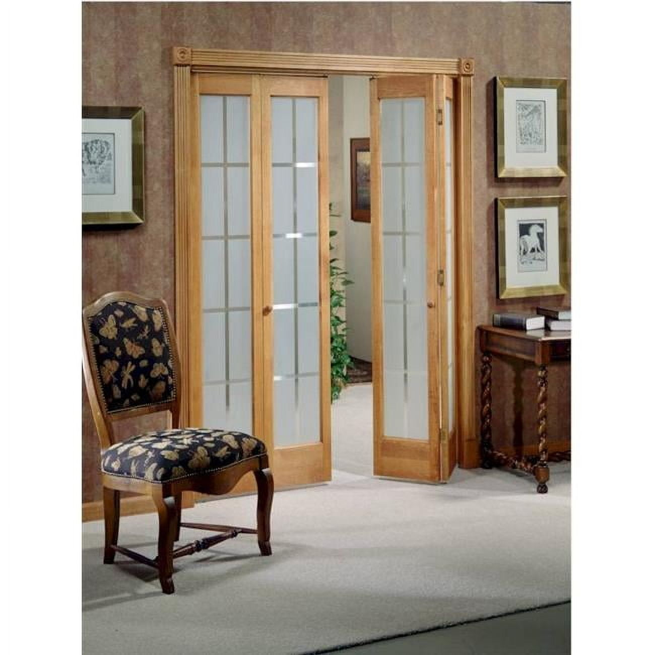 American Wood 837320 24 x 80 in. Full Glass Mission Bifold Door, Unfinished Pine