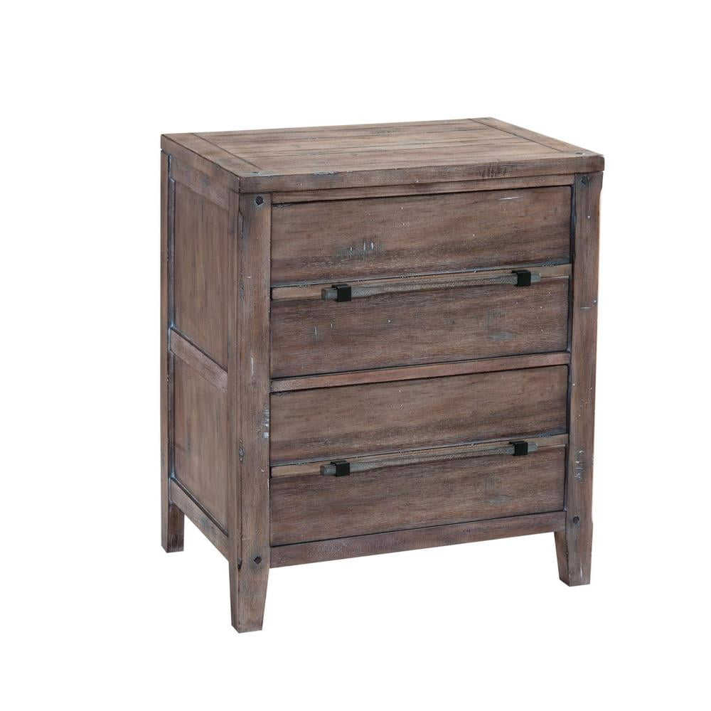 American Woodcrafters Aurora Weathered Gray Wood Two Drawer Nightstand