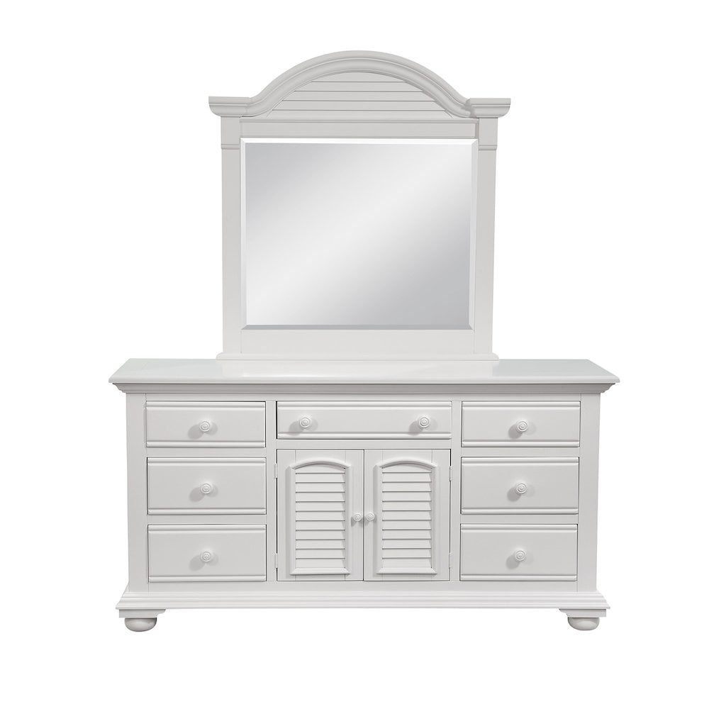 American Woodcrafters Cottage Traditions Triple Dresser with Mirror - White Cottage