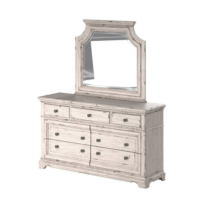 American Woodcrafters Providence Dresser with Mirror - Antique White