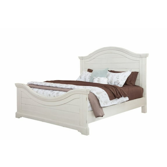 American Woodcrafters Stonebrook Antique White Wood King Panel Bed