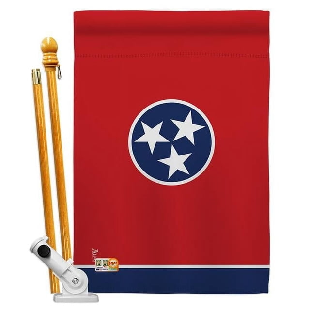 Americana Home & Garden AA-SS-HS-140543-IP-BO-D-US18-AG 28 x 40 in. Tennessee States Impressions Decorative Vertical Double Sided House Flag Set & Pole Bracket Hardware Flag Set