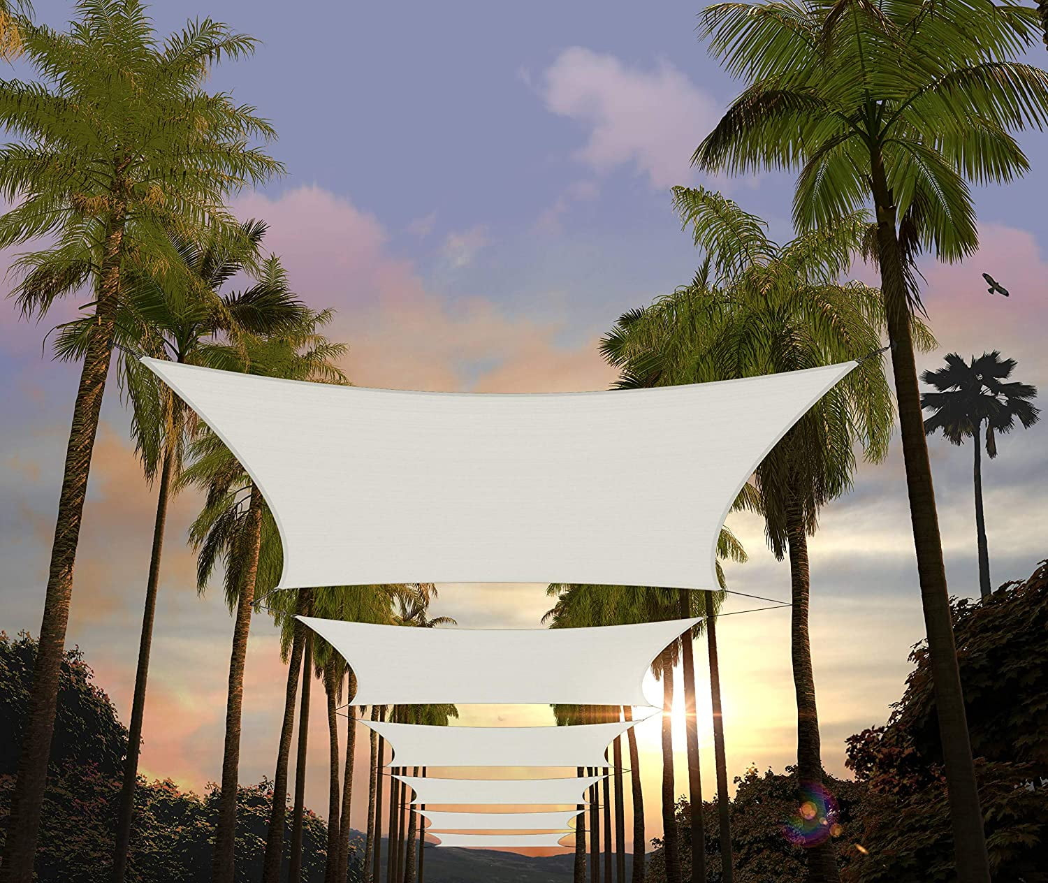 Amgo 12' x 18' White Rectangle Sun Shade Sail Canopy Awning UPF50+ AGTAPR0810, 95% UV Blockage, Water & Air Permeable, Commercial and Residential, 3 Years Warranty (We Make Custom Size)