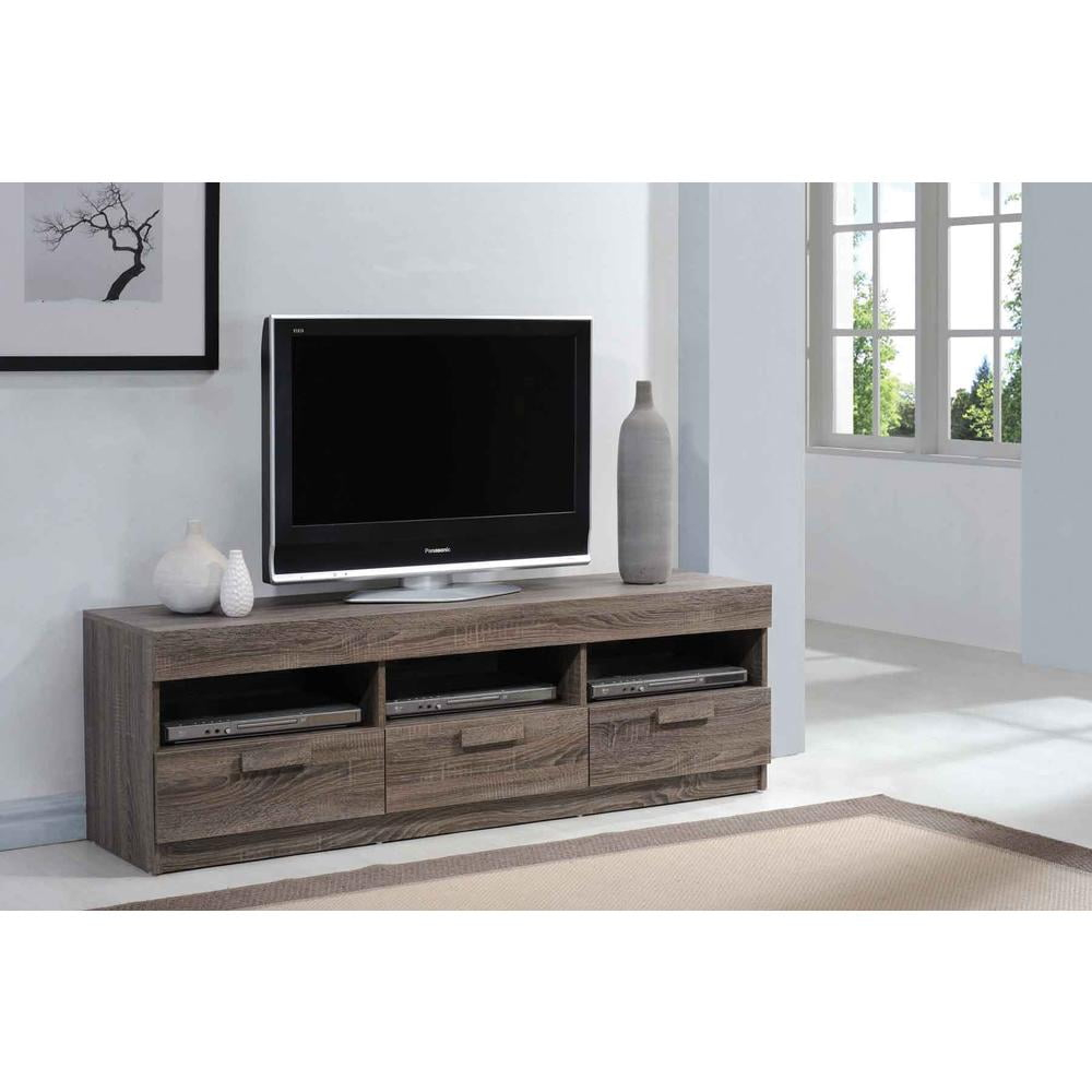 Amiable TV Stand Rustic Oak Brown - Saltoro Sherpi