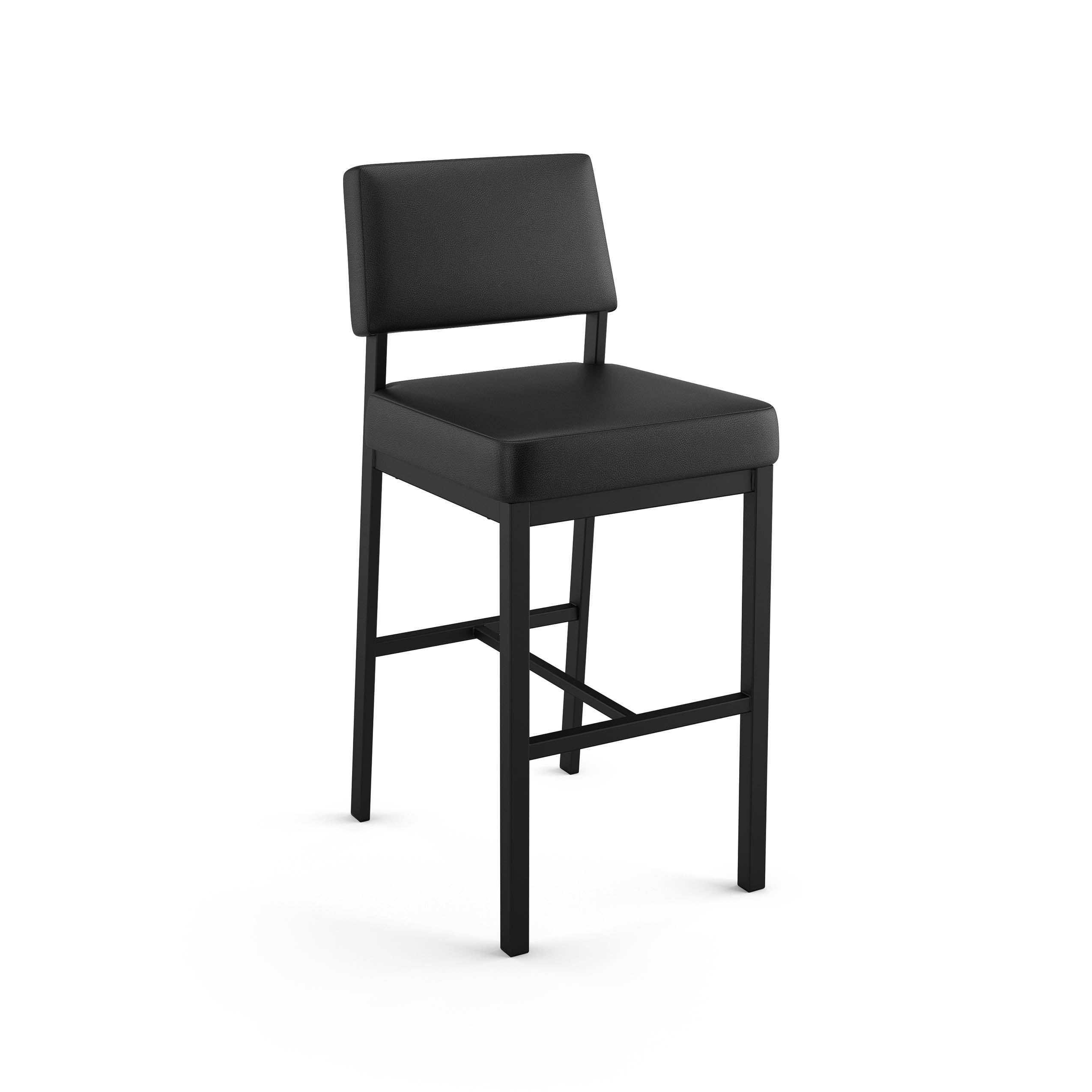 Amisco Avery 26 In. Counter Stool - Black Faux Leather / Black Metal
