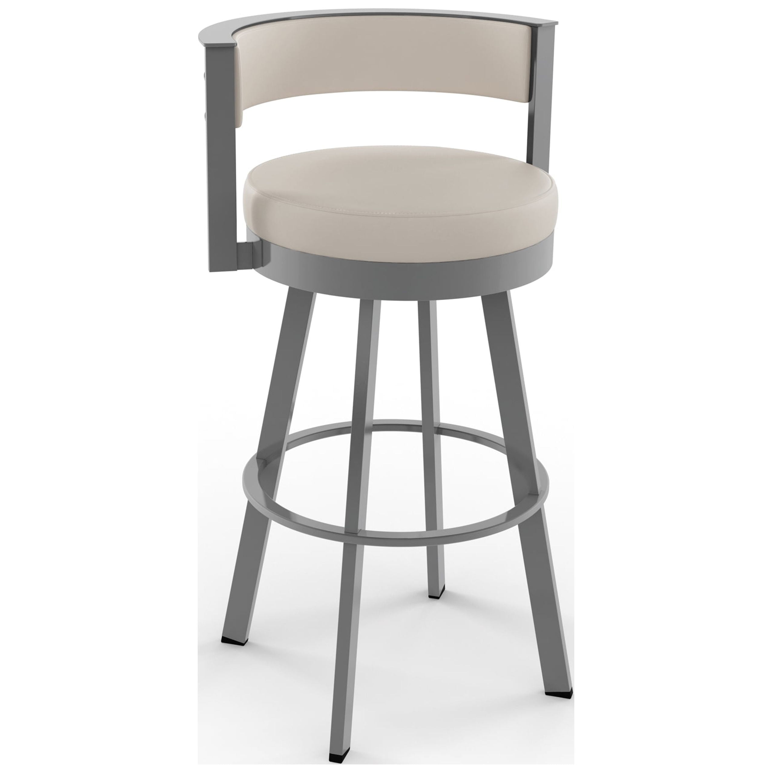 Amisco Browser 26 In. Swivel Counter Stool - Cream Faux Leather / Metallic Grey Metal