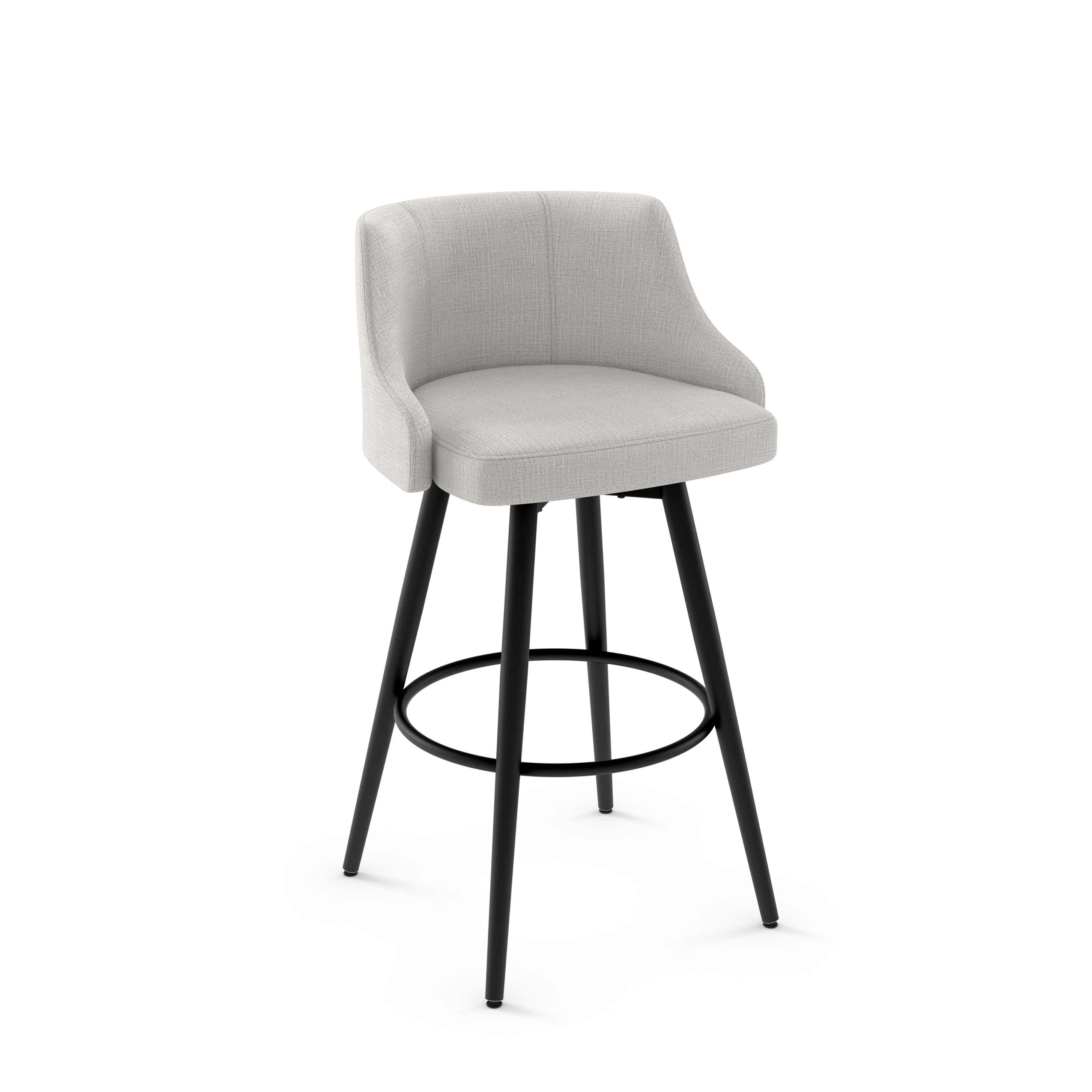 Amisco Duncan 26 In. Swivel Counter Stool - Pale Grey Beige Polyester / Black Metal