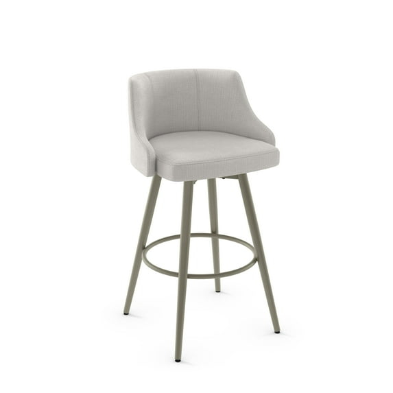 Amisco Duncan 30 In. Swivel Bar Stool - Pale Grey Beige Polyester / Grey Metal