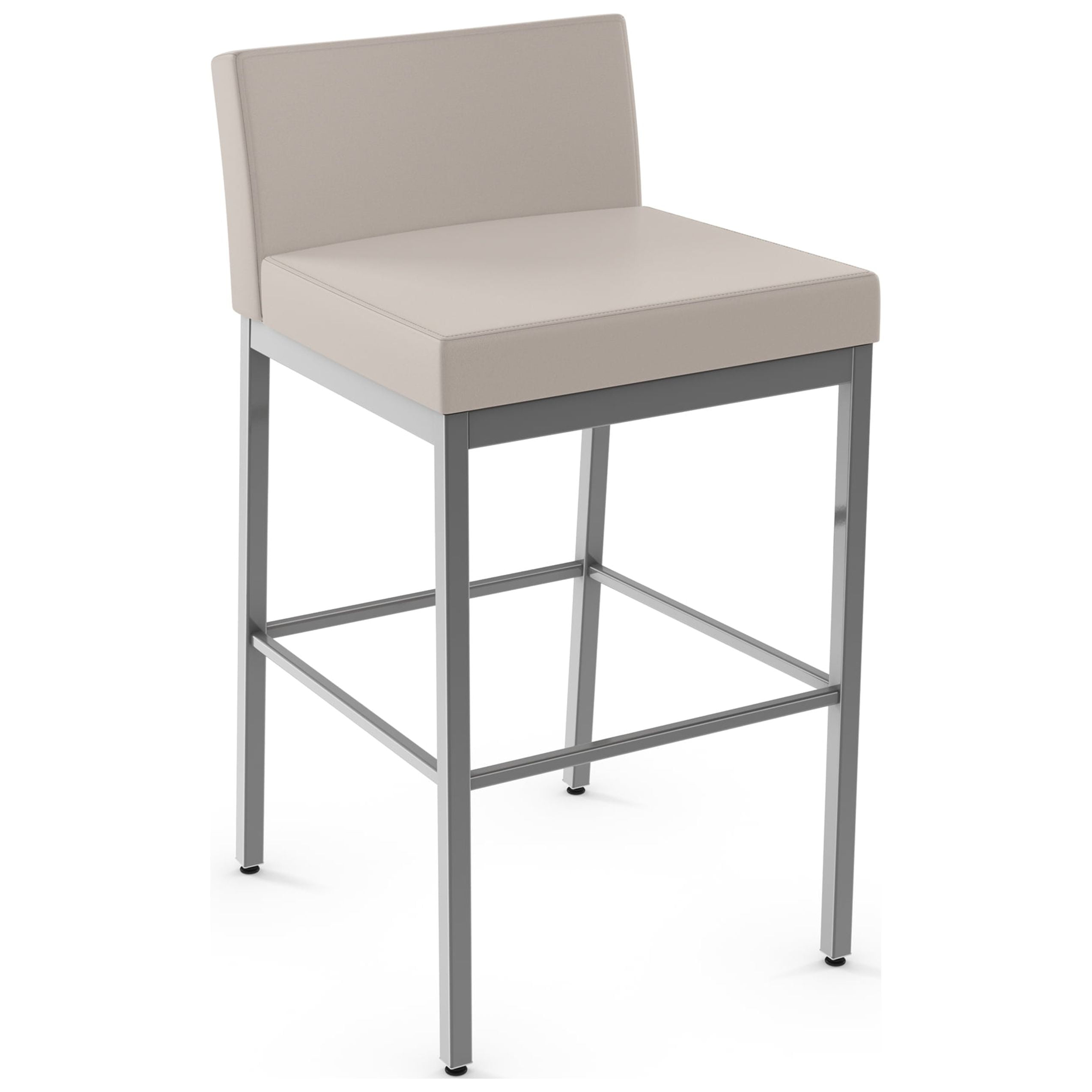 Amisco Fairfield Plus 26 In. Counter Stool - Cream Faux Leather / Metallic Grey Metal