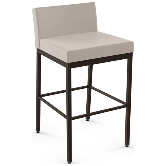 Amisco Fairfield Plus 30 In. Bar Stool - Cream Faux Leather / Dark Brown Metal