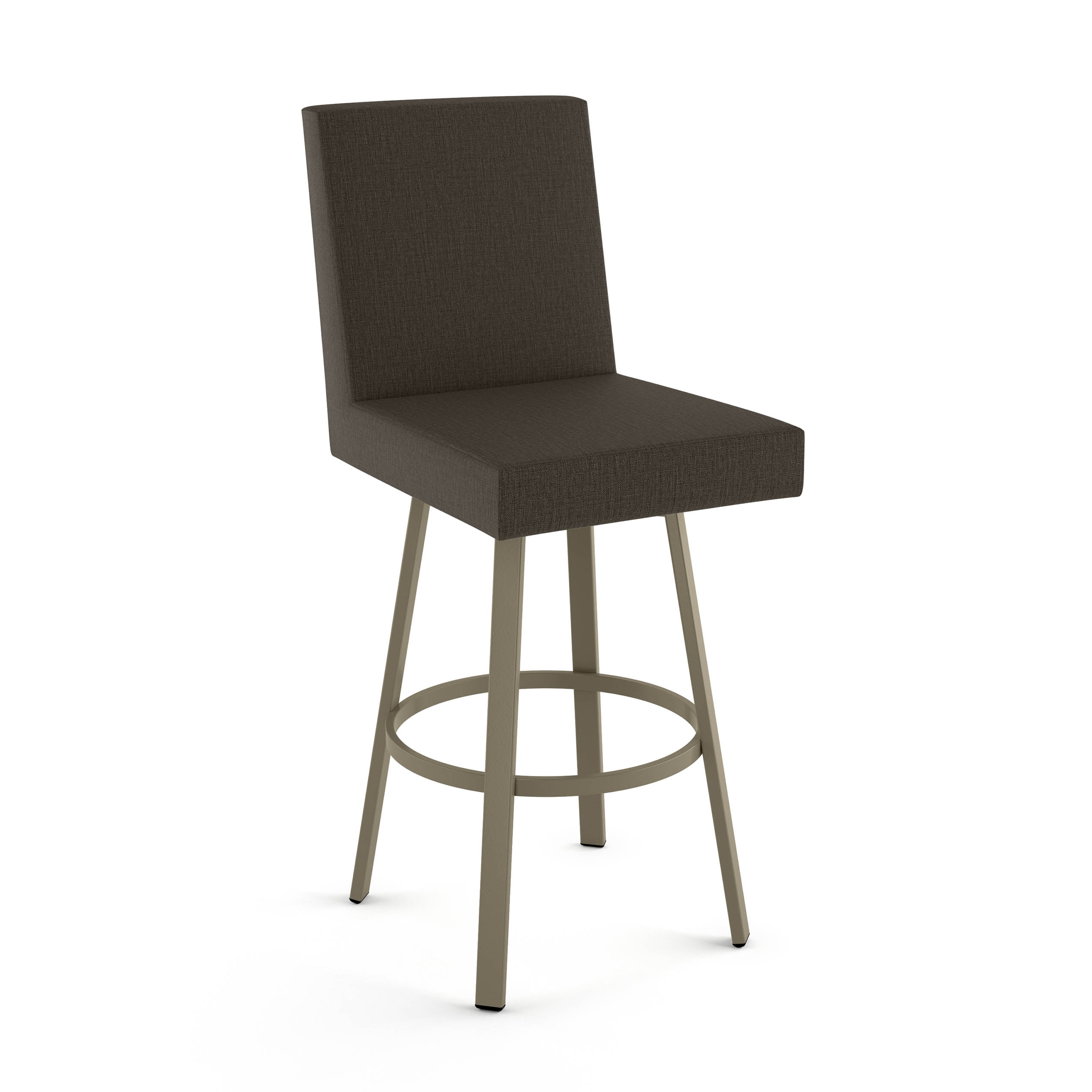 Amisco Hartman 26 In. Swivel Counter Stool - Dark Brown Grey Polyester / Grey Metal