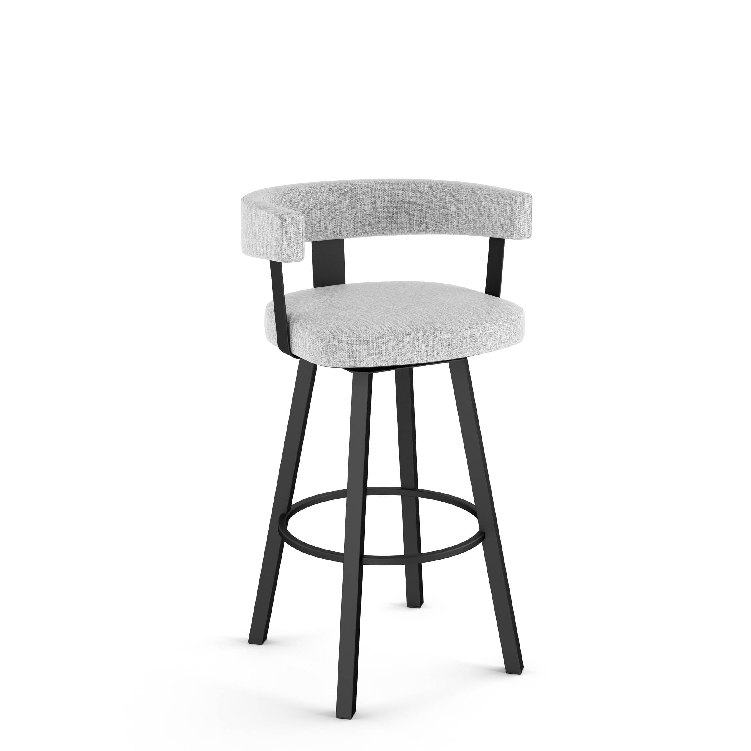 Amisco Parker 26 In. Swivel Counter Stool - Grey White Polyester / Black Metal