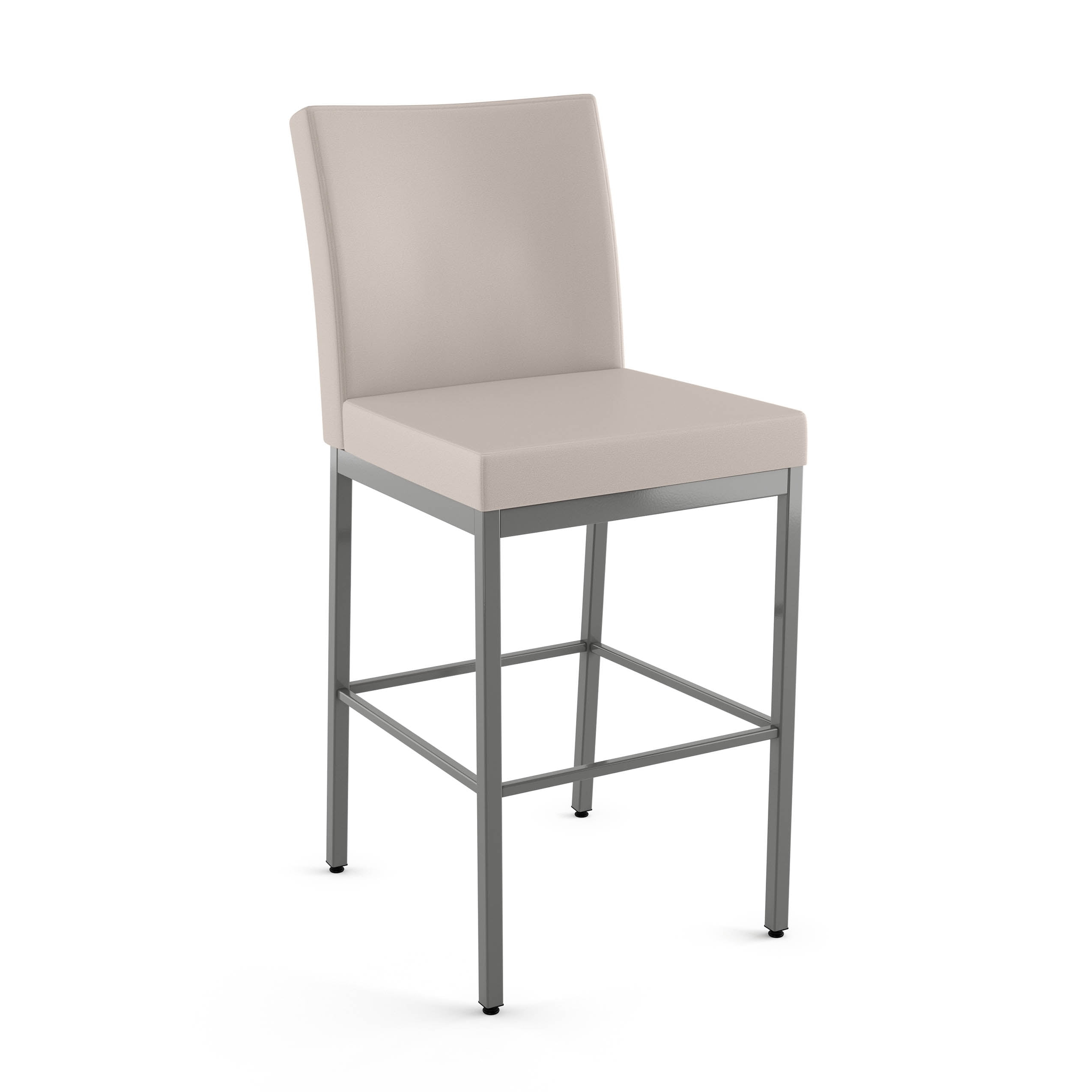 Amisco Perry Plus 26 In. Counter Stool - Cream Faux Leather / Metallic Grey Metal