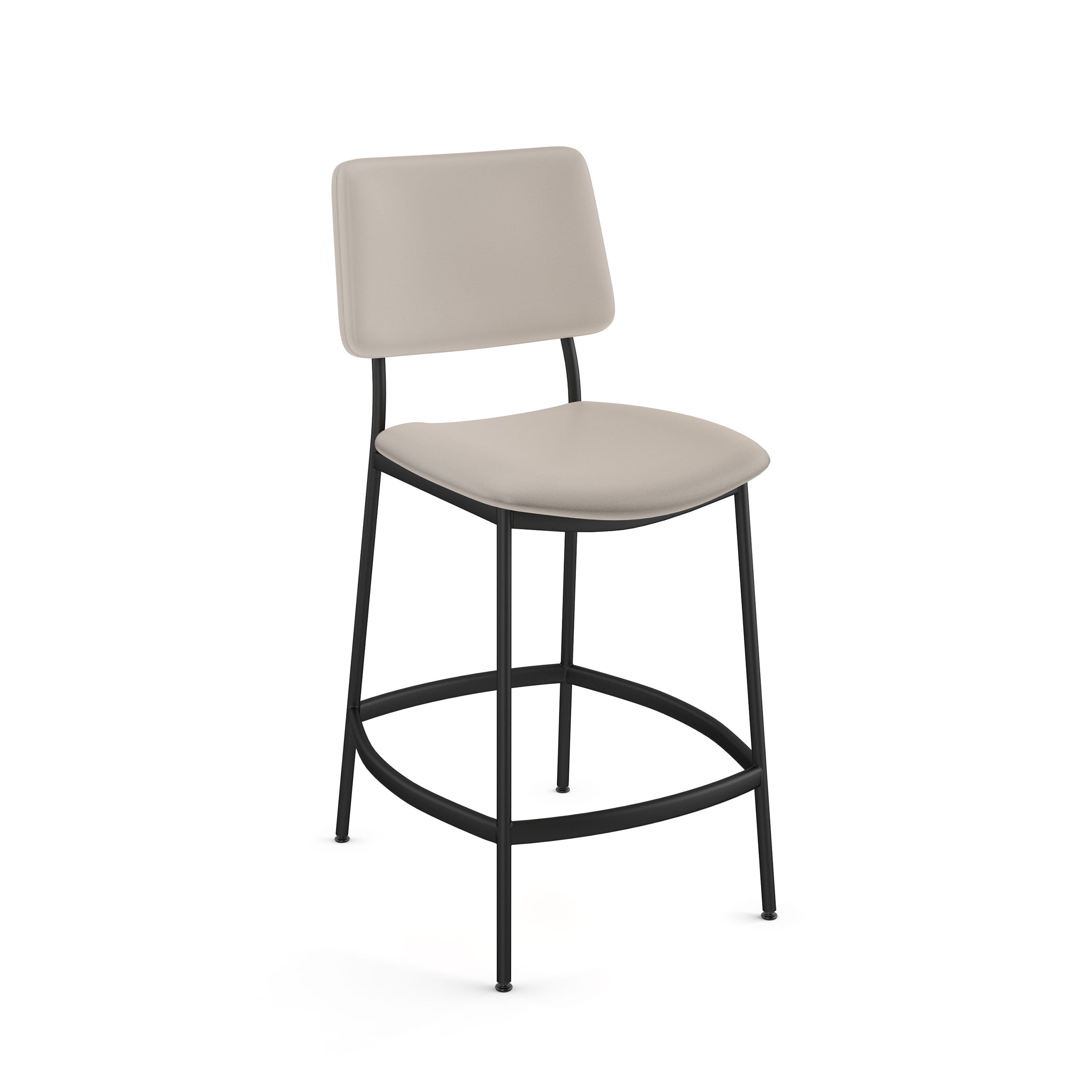 Amisco Sullivan 26 In. Counter Stool - Cream Faux Leather / Black Metal