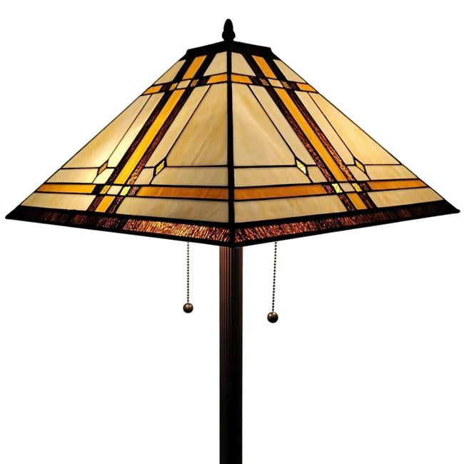 Amora Lighting Tiffany Style Mission Floor Lamp 61" Tall