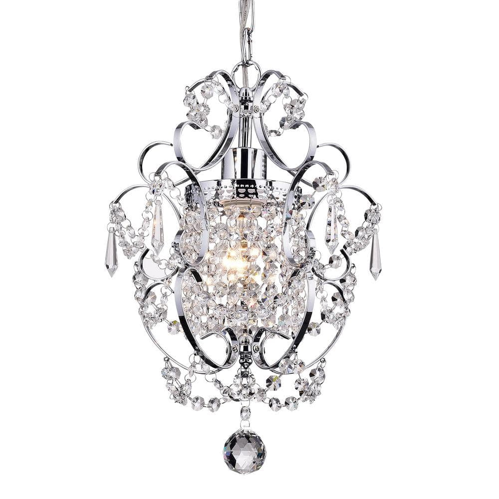 Edvivi Lighting Chrome Finish 1-Light Glam Mini Pendant with Crystal