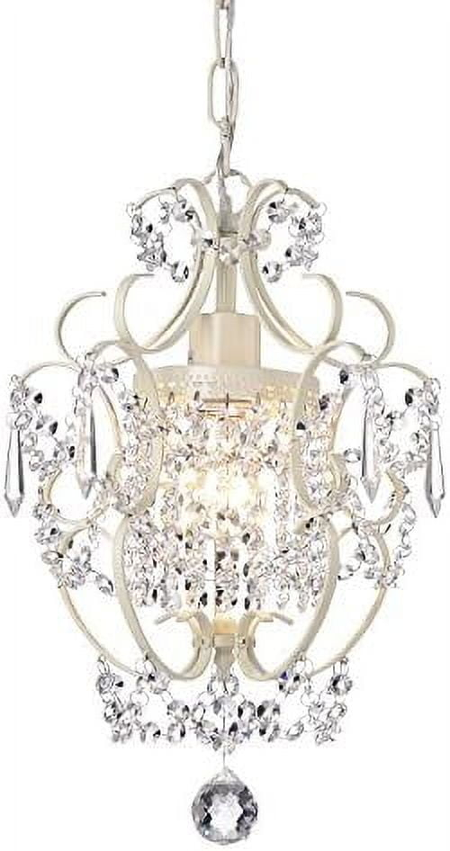 Edvivi Amorette Mini Chandelier Crystal Chandeliers, 1 Light Modern Elegant Glam Ceiling Light Fixture Ivory, Adjustable Hanging Lighting for Closet, Bedroom, Girls Room, Kitchen Island