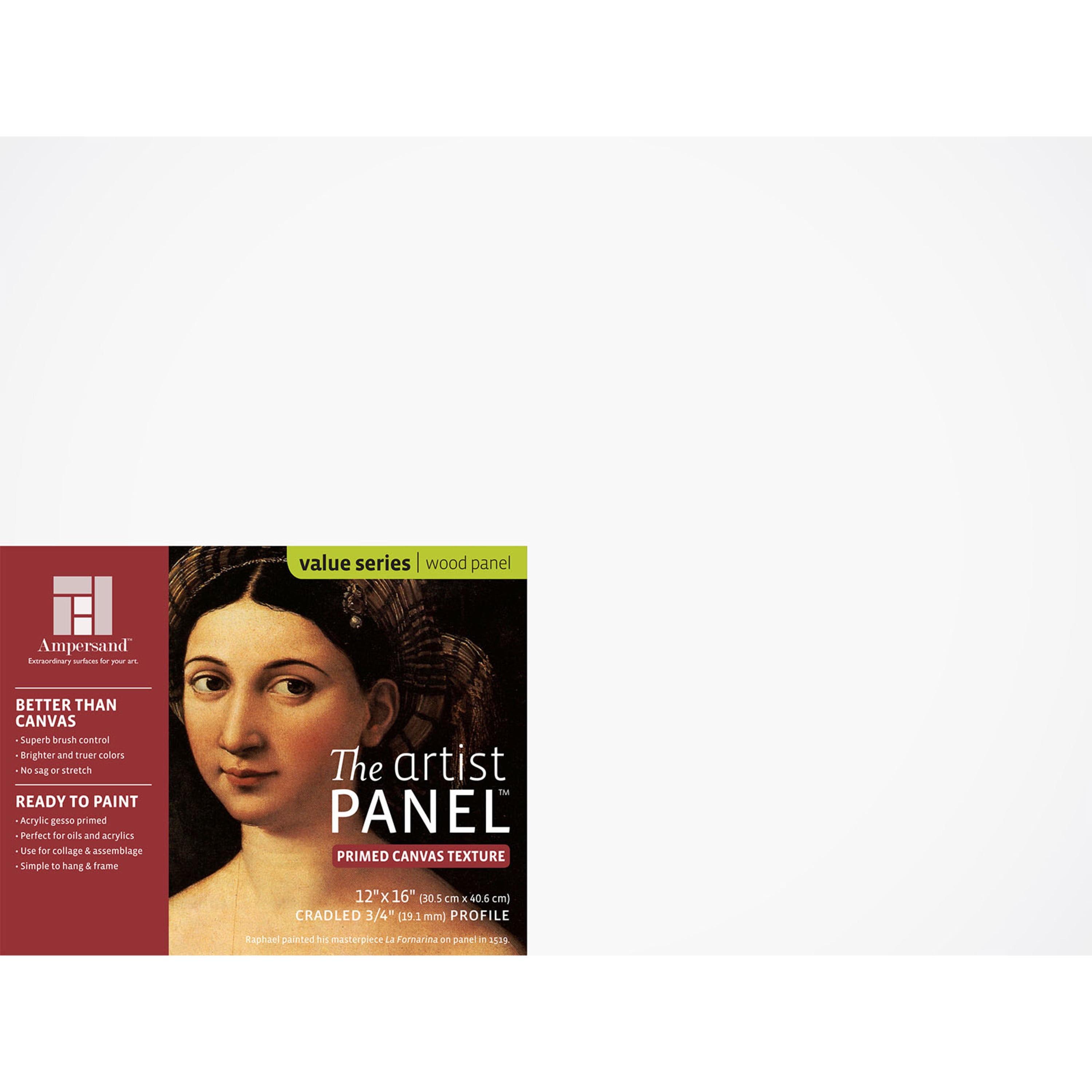 Ampersand Art Artist Panel, Canvas Texture, Cradled, 3/4" Profile, 12" x 16"