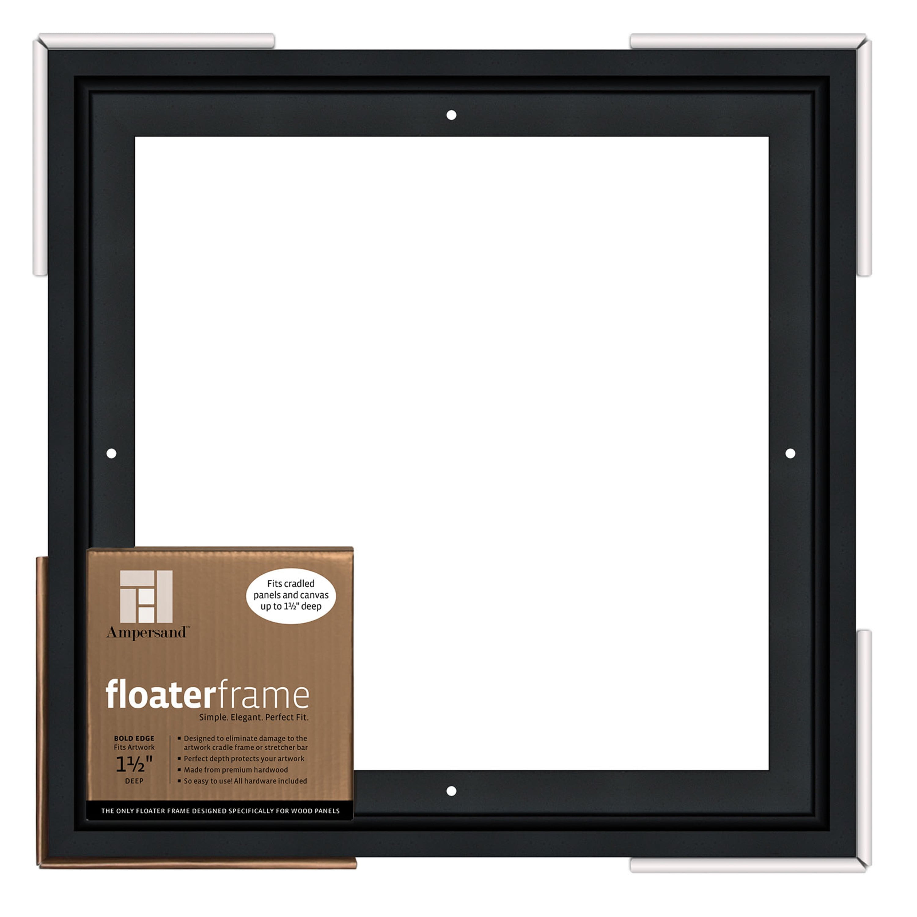 Ampersand Art Floaterframe, Bold Edge, 1-1/2", 12" x 12", Black