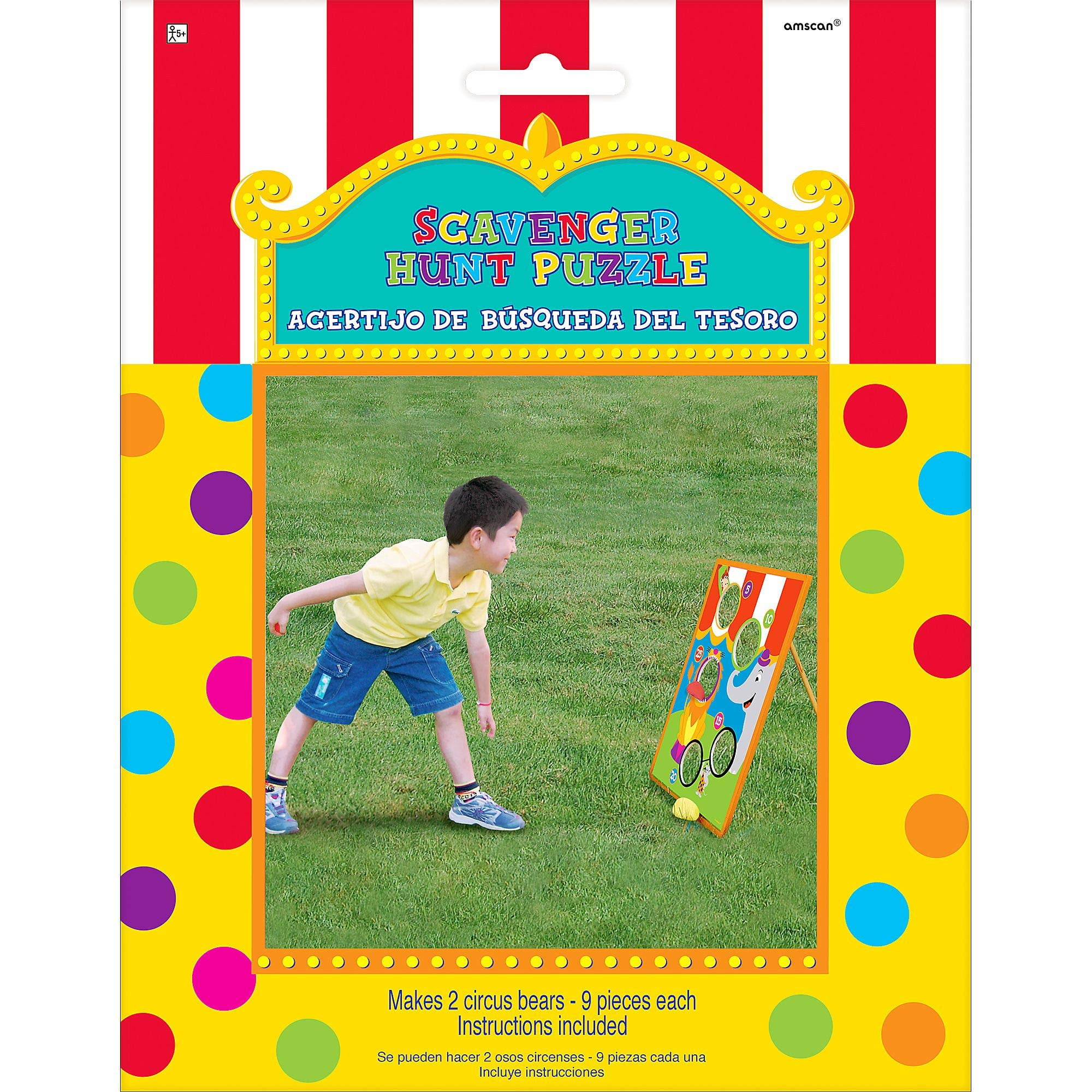 Amscan Colorful Bean Bag Toss Game Set, Wooden Stand Multicolor, 4 Beanbags