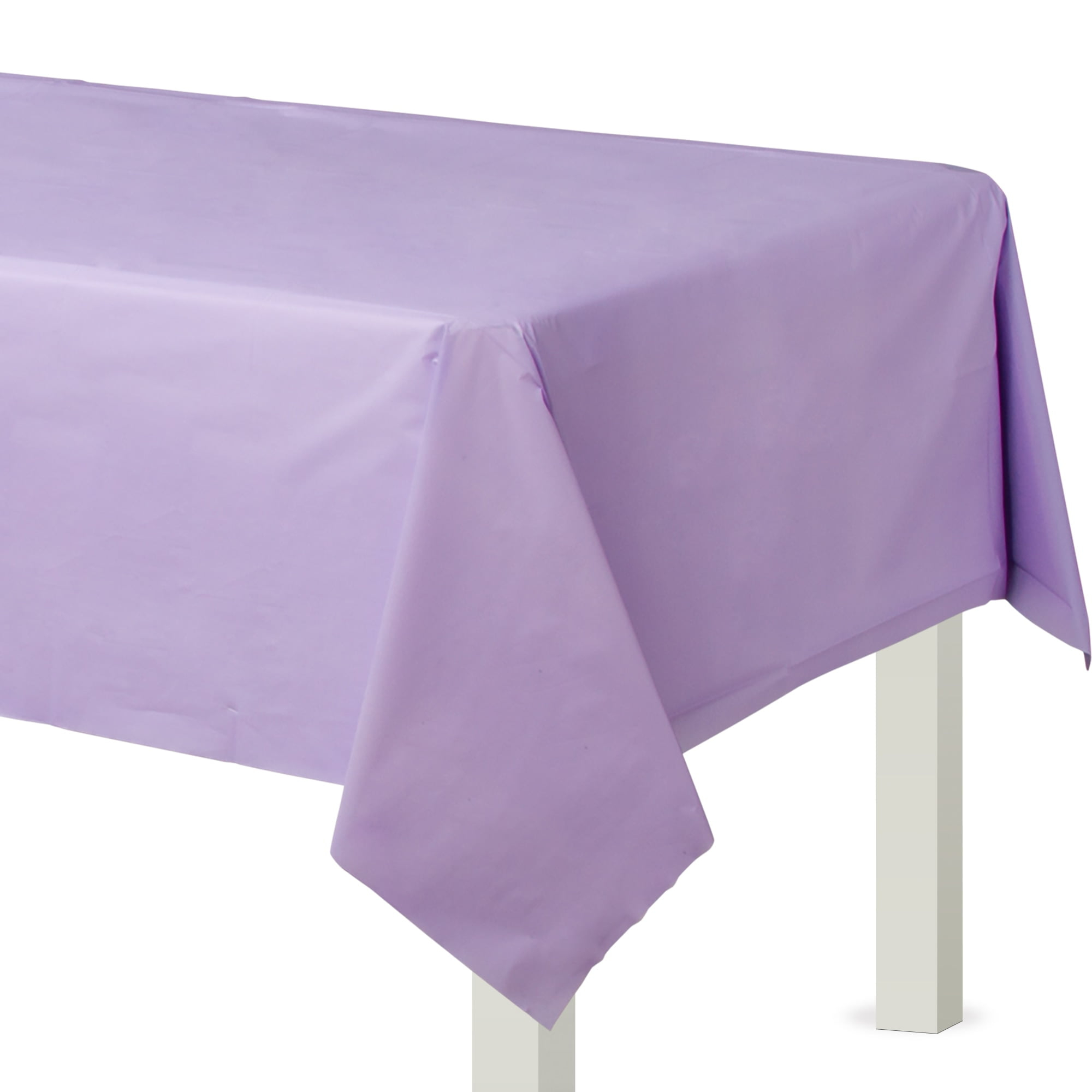 Amscan Flannel-Backed Vinyl Table Covers, 54" x 108", Lavender, Pack of 1