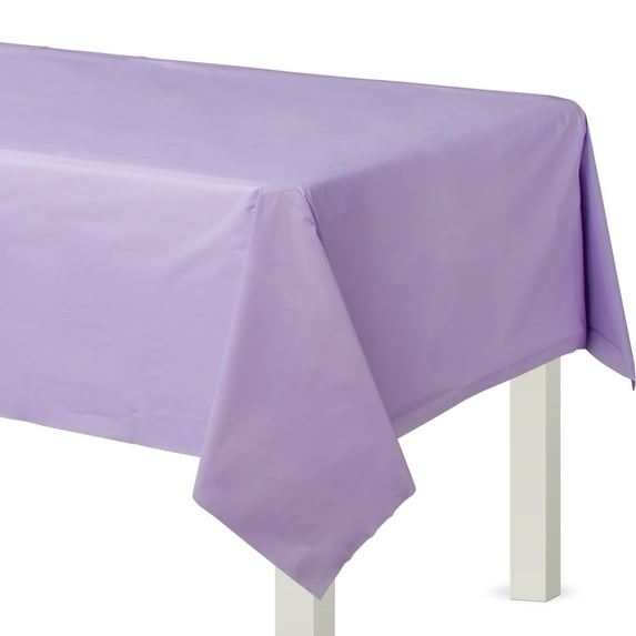 Amscan Flannel-Backed Vinyl Table Covers, 54" x 108", Lavender, Pack of 1