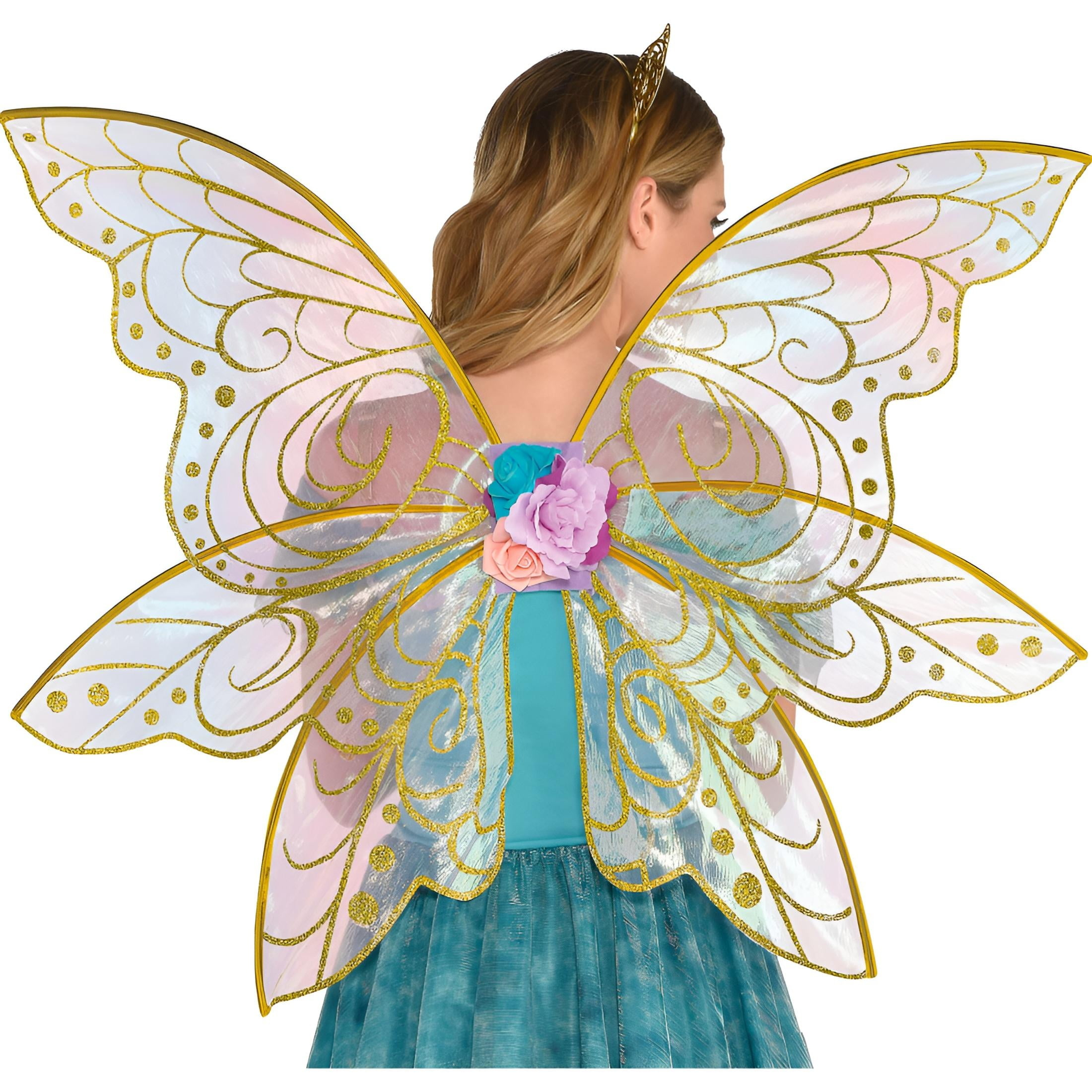 Amscan Glitter Gold Fairy Wings for Adults and Teens, Halloween Costume Accessory